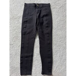 J.Crew Pixie Black Slim Leg Ponte Knit Seamed Pants Trousers Gold Button 8R